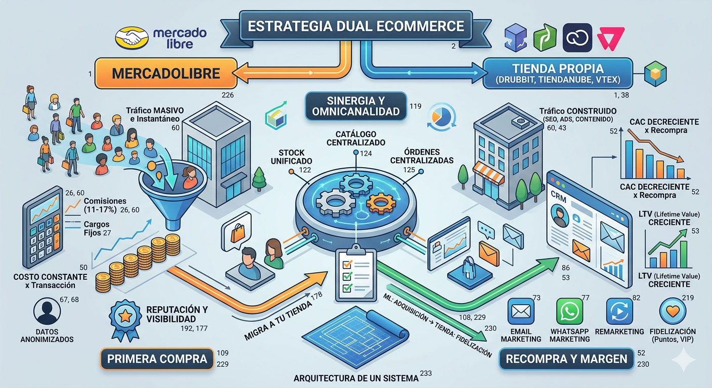 La estrategia dual MercadoLibre + Tienda Propia